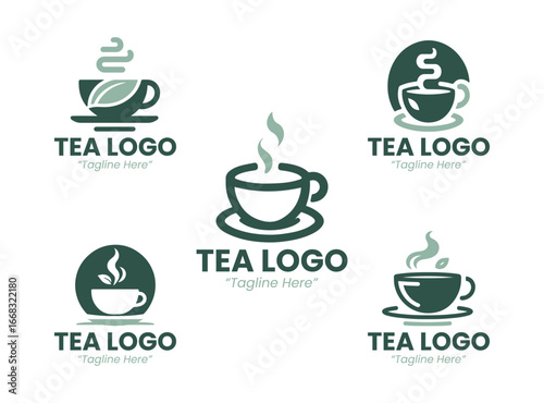 5 Tea Logo Set Modern Minimalist Food and Beverage Brand Design