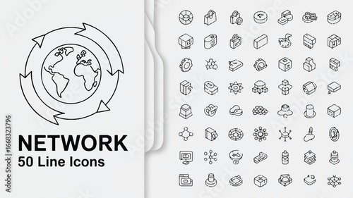 Network Line Icons Connecting the World with a Clean Graphic Design Showcase