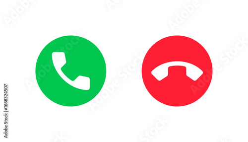Phone Call Icons. Accept or Decline Incoming Call Buttons. Incoming Call Vector Icon Set. 