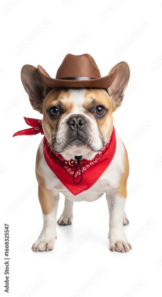 Fototapeta premium dog dressed as a cowboy, costume, western clothing