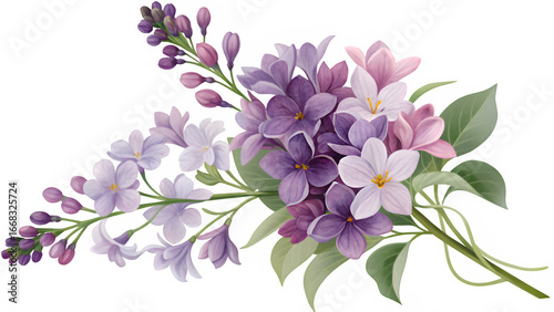 Watercolor lilac flowers isolated on black background isolated on white background isolated on transparent background