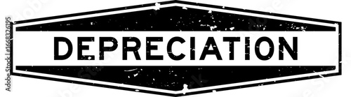 Grunge black depreciation word hexagon rubber seal stamp on white background