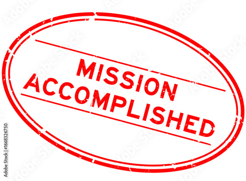 Grunge red mission accomplished word oval rubber seal stamp on white background