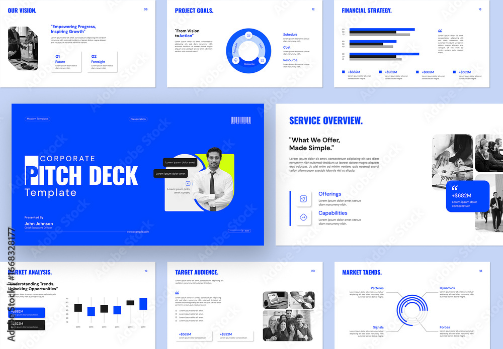 Modern Corporate Pitch Deck Presentation Template for Blue Startup ...