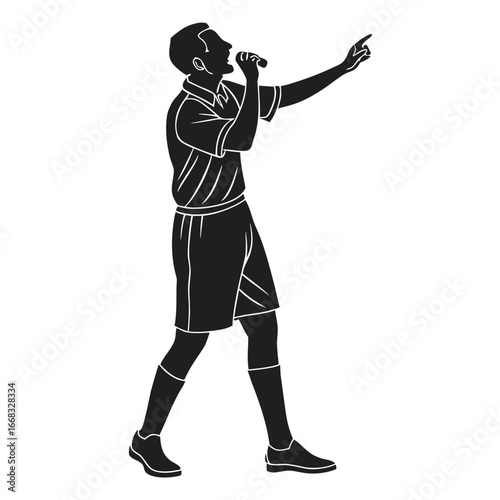 Soccer referee blowing whistle silhouette
