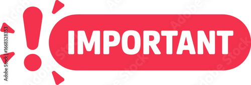 Red button with the word important and exclamation mark