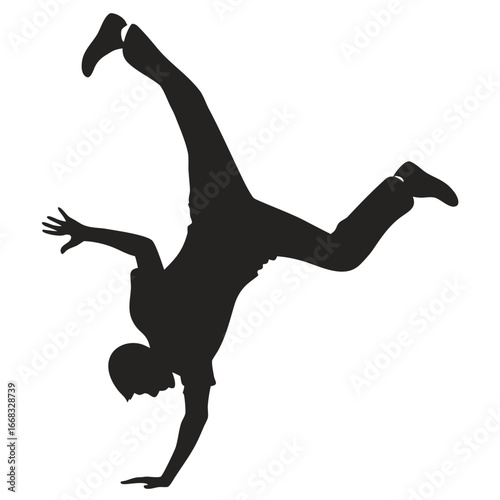 Gymnast flipping mid-air silhouette