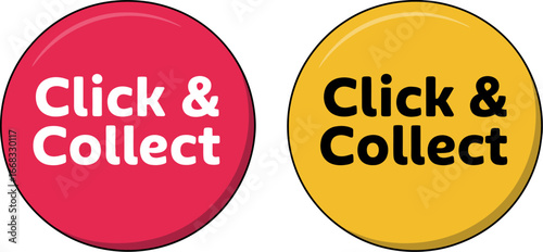 Click and collect button vector online shopping retail store
