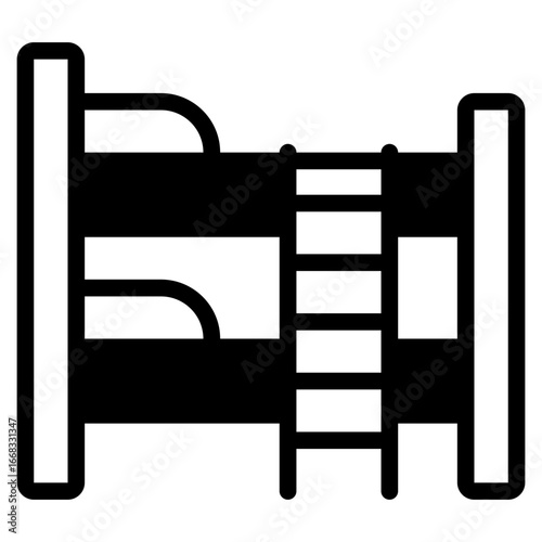 Flat bunk bed icon for kids' room themes; suitable for UI, apps, websites, and marketing visuals.