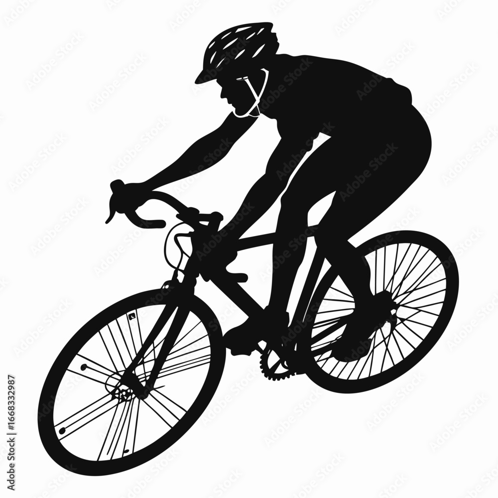Obraz premium Cyclist leaning into turn silhouette