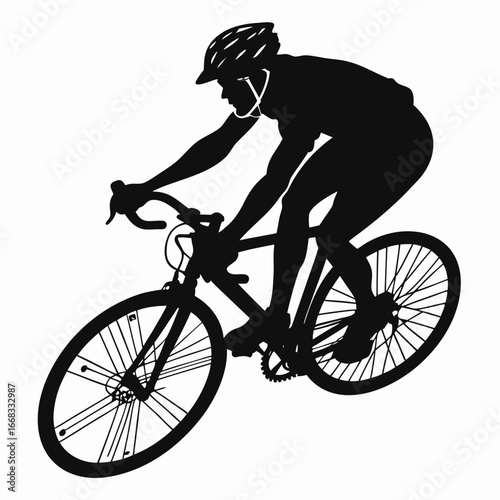Cyclist leaning into turn silhouette