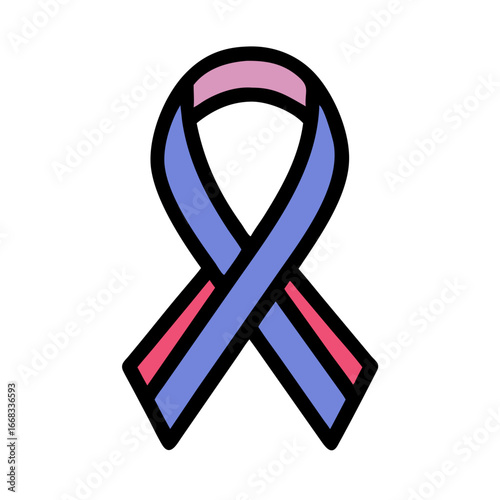 Ribbon illustration with varied color scheme on black background