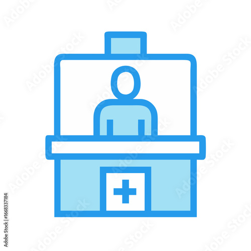 Simple Illustration of Reception with Person Icon in Blue