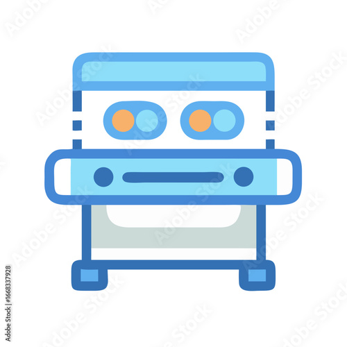 Blue vending machine vector icon on a black background