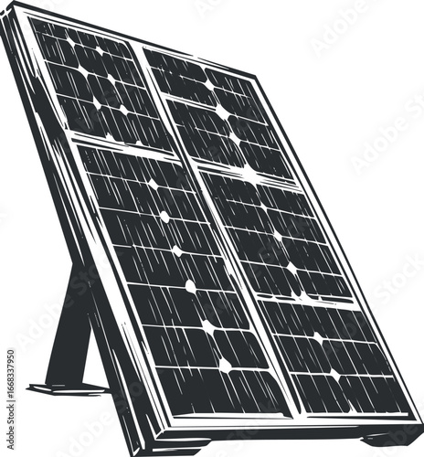 Illustration of a solar panel used to convert sunlight into renewable electric energy