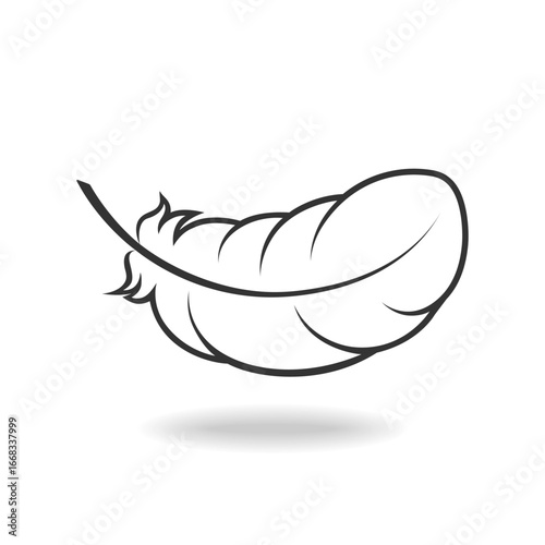 Bird feather graphic icon. Feather sign isolated on white background. Vector illustration