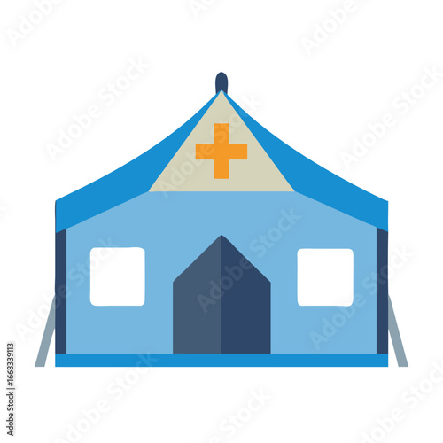 Medical tent isolated illustration on black background for emergency