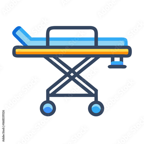 Illustration of a medical gurney on black background