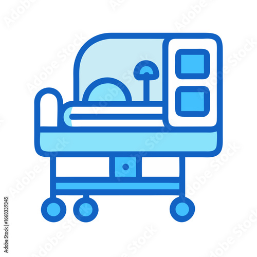 Modern neonatal intensive care unit flat illustration on black
