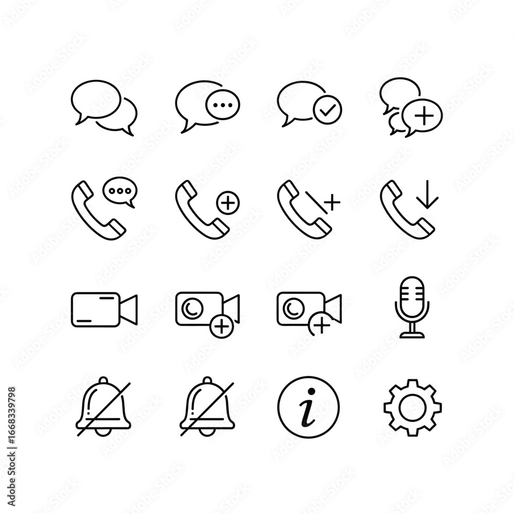 Fototapeta premium Set of simple line icons for user interface and applications