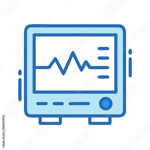 Stylized medical monitor displaying heart rate in cartoon illustration