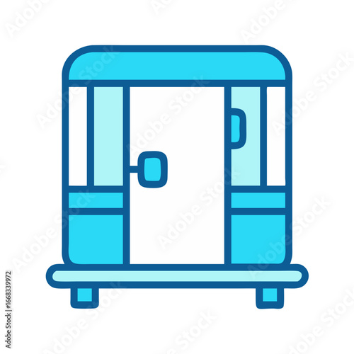 Simple flat illustration of public restroom or shower cabin