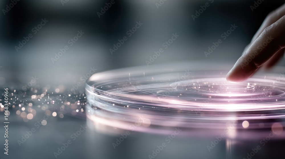 Obraz premium Hand Interacting with a Holographic Window