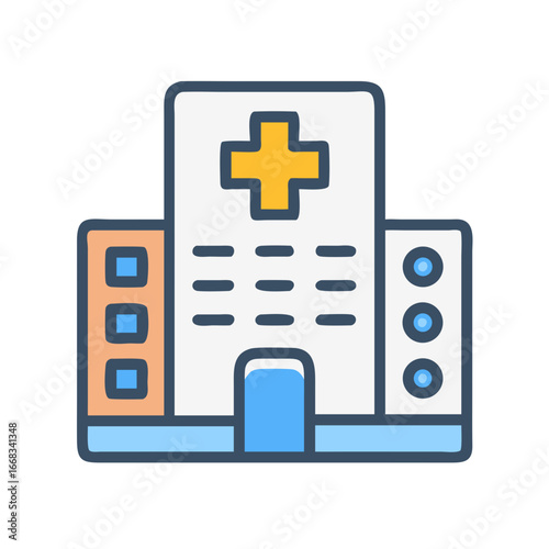 Colorful flat design vector illustration of a hospital building
