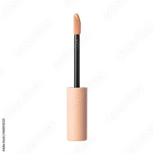 Liquid concealer applicator wand with beige cosmetic tube