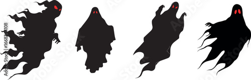 Halloween ghost spooky silhouette vector illustration scary dark evil spirit