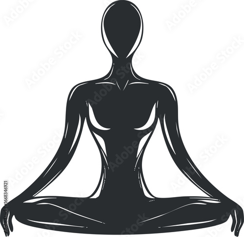 Silhouette of a person sitting cross-legged in lotus position meditating for mindfulness and relaxation