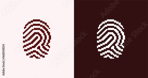 Pixel Fingerprint Logo Set Digital Identity and Security Icons

