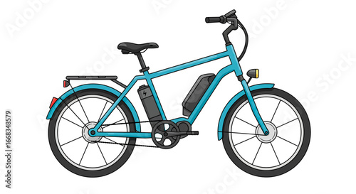 Aqua electric bicycle transportation urban mobility ebike cycling vehicle power ride energy efficiency on transparent background