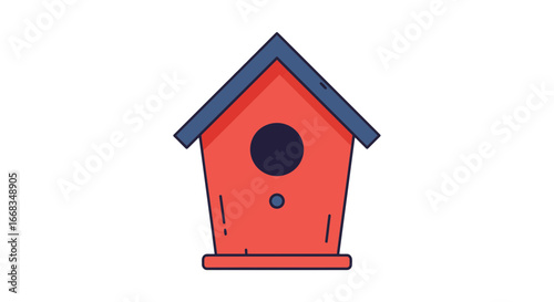 Red birdhouse illustration avian home sweet home garden bird feeder nesting box cute cartoon design on transparent background