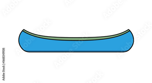 Illustration of a blue canoe watercraft for outdoor recreation and paddling adventures on the lake or river on transparent background