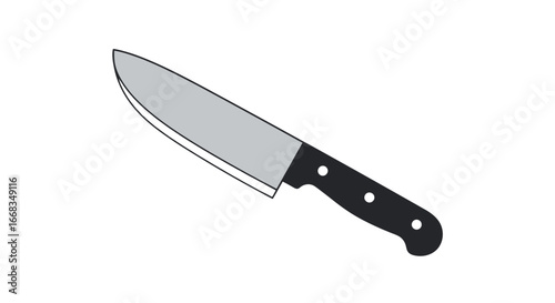 Sharp kitchen knife cooking tool utensil cutlery blade steel handle cutting edge chef equipment vector art on transparent background