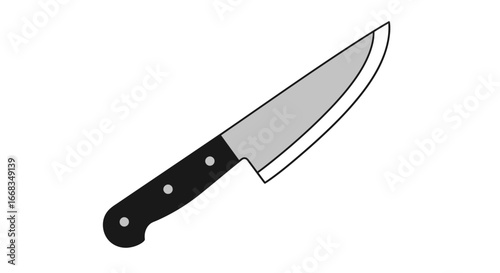 Gray kitchen knife sharp blade cutting tool culinary utensil food preparation equipment steel utensil on transparent background