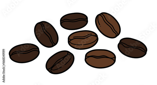 Roasted aroma beans caffeine drink espresso flavor fresh ingredient morning organic product brown design on transparent background