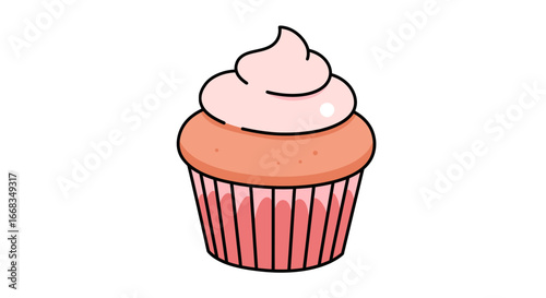 Delicious cupcake dessert sweet treat bakery confection pink frosting baked goods pastry yummy food on transparent background