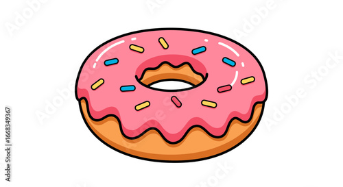 Delicious donut with pink frosting sweet treat bakery food dessert confectionery tasty snack yummy cake on transparent background