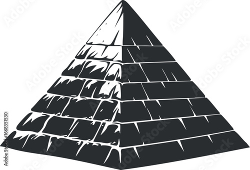 Illustration of an ancient stone pyramid with block structure symbolizing Egyptian heritage and history