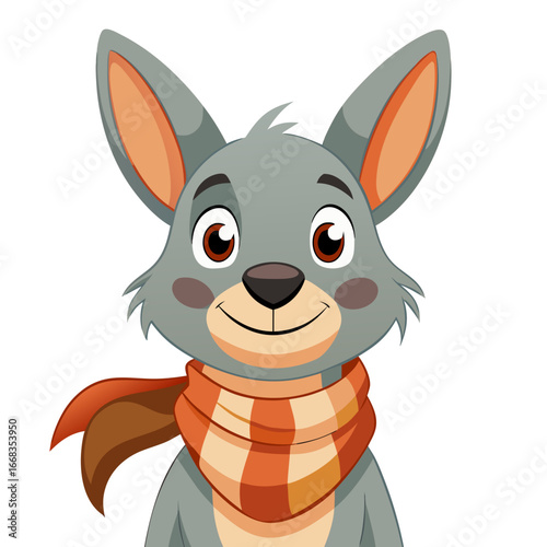 Wallaby with Scarf Vector Cartoon Character