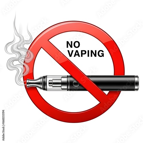 No vaping sign with electronic cigarette isolated on white background