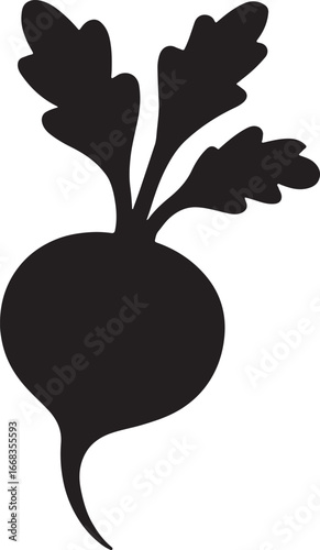 Radish silhouette vector, perfect for vegetable, healthy food, and organic garden design projects.