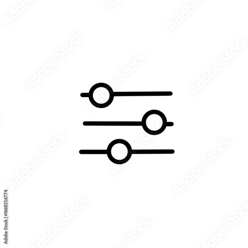 Illustration of three horizontal lines with circles on them representing settings or controls icon