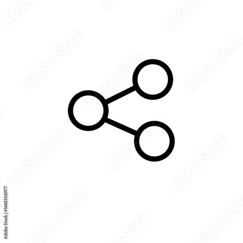 Illustration of a share icon with three circles connected by lines on a plain white background design