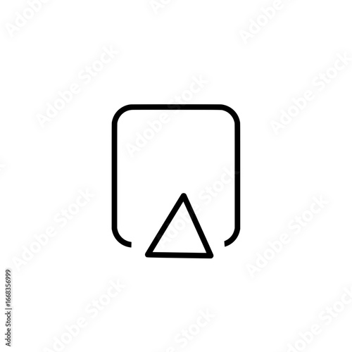 Free Download Outline drawing of a rounded square with a triangle pointing upwards on a white background design element - GFXLoad