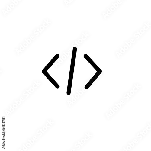 Illustration of coding symbols consisting of angled brackets and a vertical line on a white background