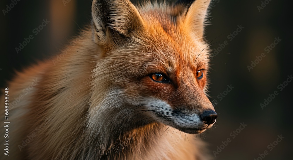 Fototapeta premium Stunning portrait of a red fox showcasing vibrant fur and piercing eyes in natural light
