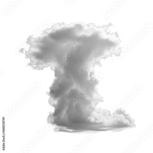 A grayscale image depicting a mushroom cloud explosion.